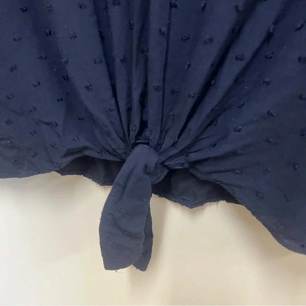 Nine Britton front tie blouse semi sheer with raised polka dots size large - Picture 3 of 6